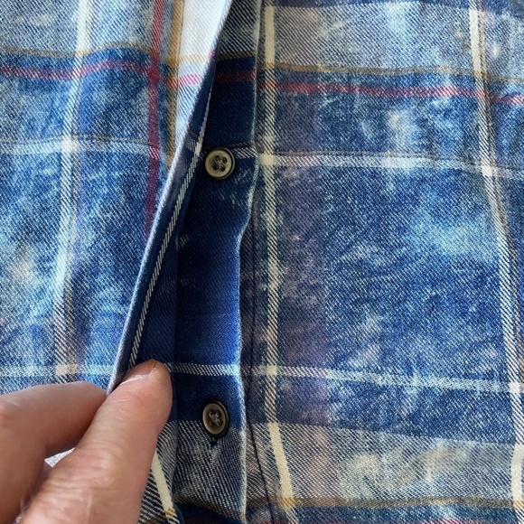 Tribal Jeans Women's Blue Acid Wash Plaid Long Sleeve Button Up Shirt Size Med - Picture 12 of 15